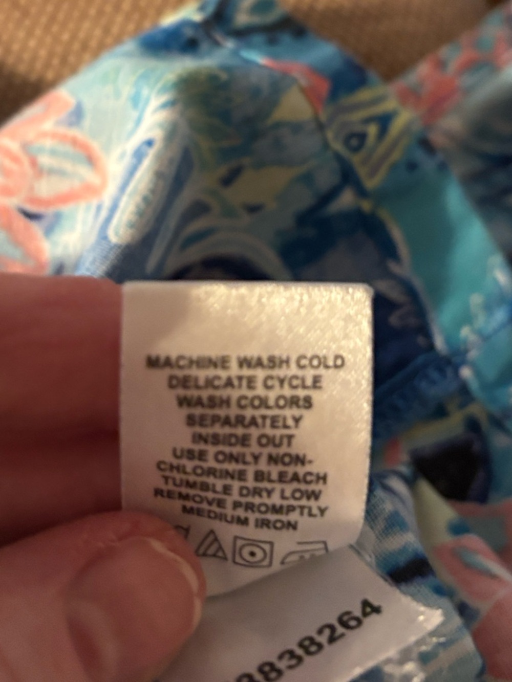 Only Necessities Aqua and Navy Floral Cotton Sundress with pockets. Plus Size - Picture 4 of 4